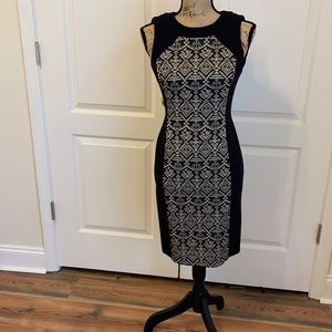 Antonio Melani black and silver grey fitted dress, size 0, EUC